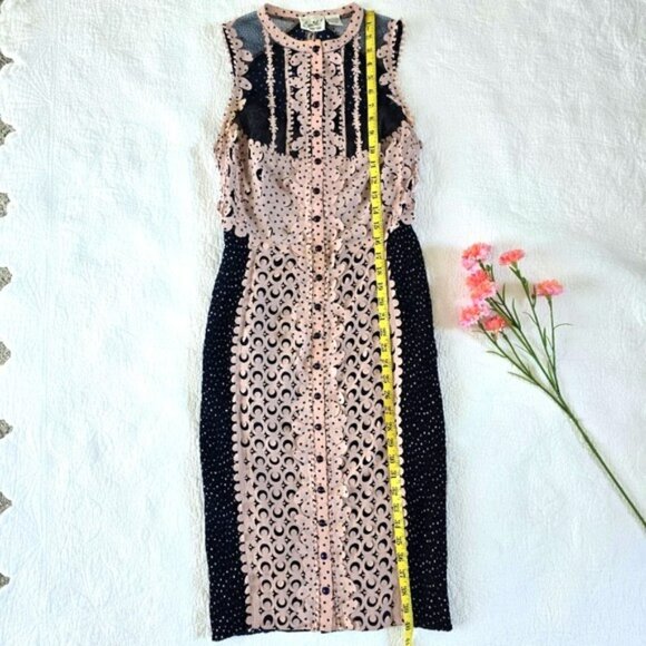 Beguile by Byron Lars Women's Knee Length Dress Size 4 Navy Blue Pink Laser Cut - Picture 16 of 17